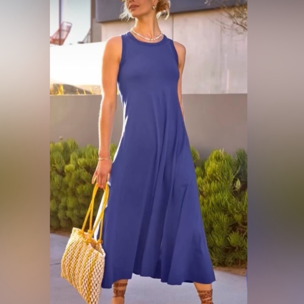 Evereve Sleeveless Royal Blue Maxi Dress